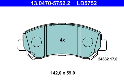 ATE - 13047057522-ATE - Brake Pad Set, disc brake