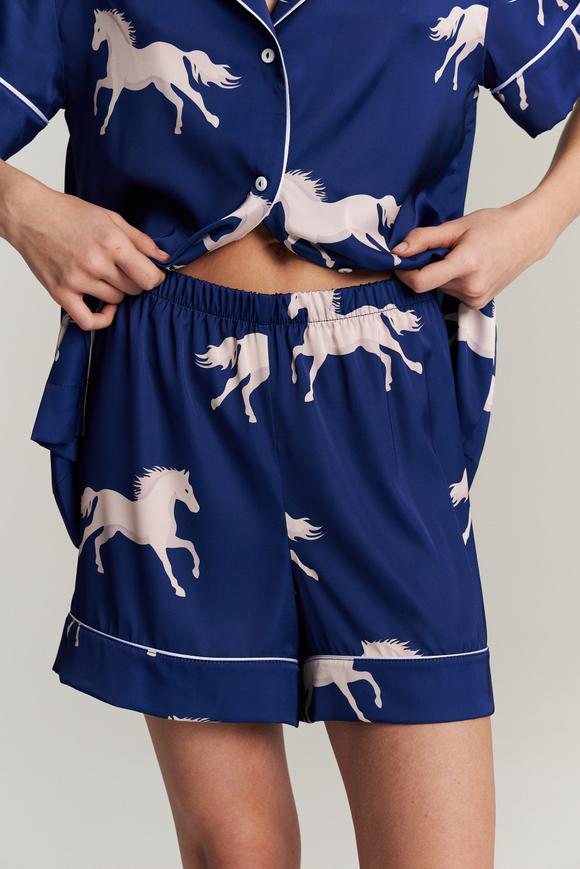 Шелковые шорты с кантом - белые лошади
