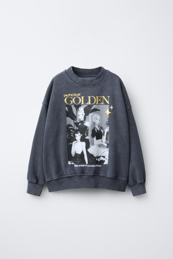 ZARA ТОЛСТОВКА С ЭФФЕКТОМ ПОТЕРТОСТИ KPOP DEMON HUNTERS™ NETFLIX ©, АНТРАЦИТОВО-СЕРЫЙ