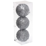 Новогодние шары «GLAME - Искра» 8 см (набор 3 шт), Серебро