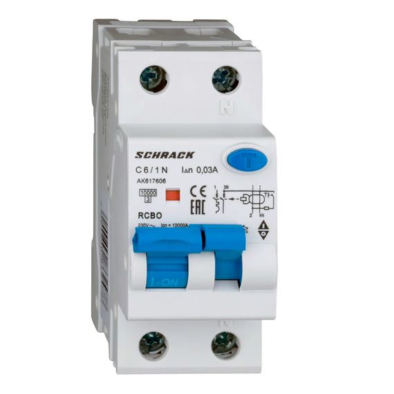 Дифавтомат Schrack Technik 1P+N C 6A 30mA тип A 10kA AK617606-- (АВДТ)