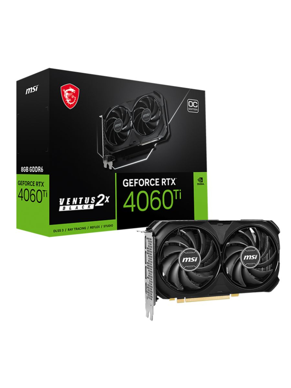 Видеокарта MSI GeForce RTX 4060 Ti VENTUS 2X BLACK OC 8Gb