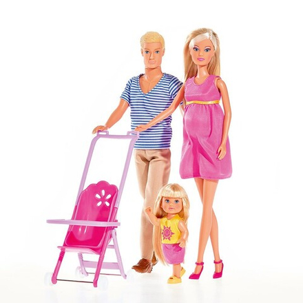 Simba Steffi LOVE - Набор "Счастливая семья" Беременная кукла Штеффи, Кевин и Еви 5733200 / артикул   5733200  / GTIN 4006592532000