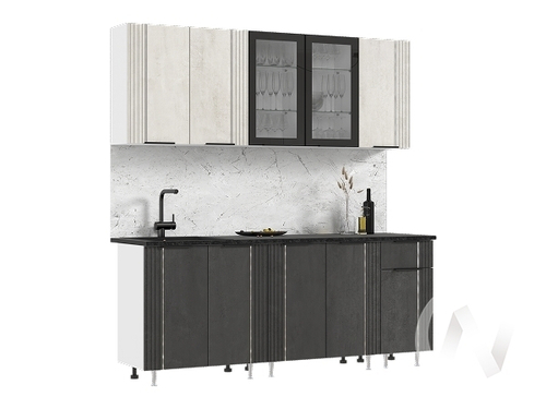 Кухня Виктория 2;0м (белый/камень светлый; камень темный/кастилло темный)