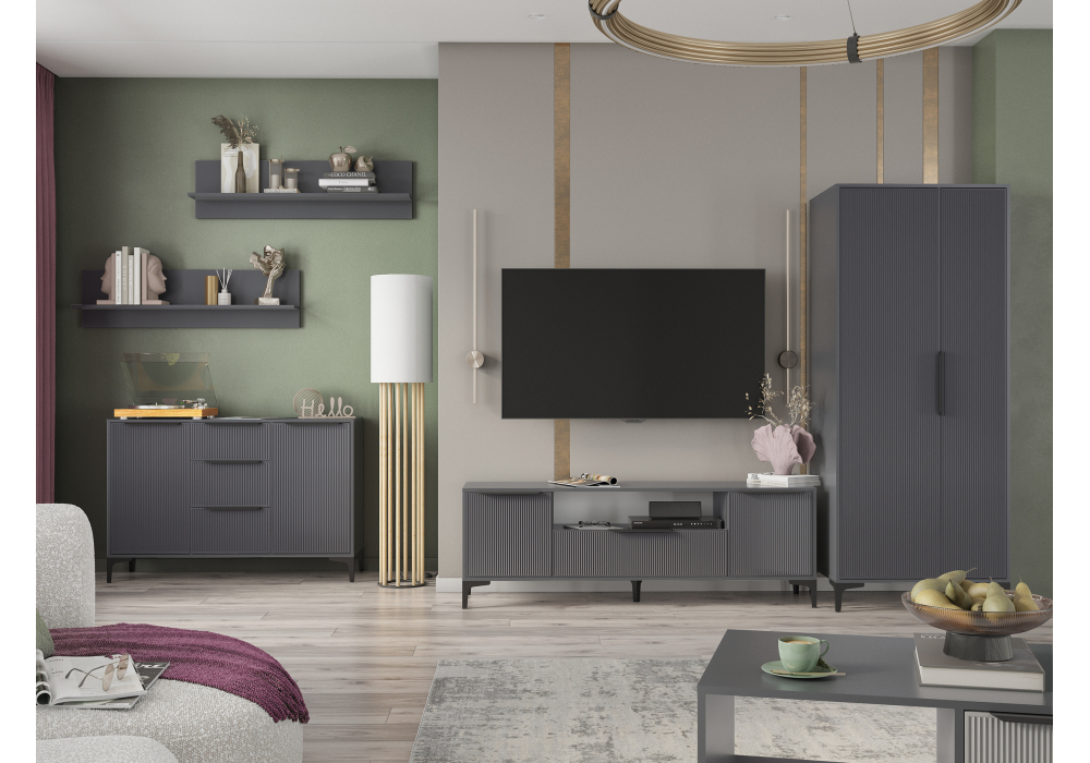 Шкаф Woodville Иадама двухстворчатый графит, графит софт