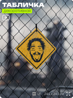 Табличка декоративная "Пост Малон, Post Malone" на дверь и стену, прикольная штука в подарок, декоративный знак, 24,5х24,5 см, пластиковая, Айдентика Технолоджи