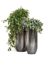 Кашпо TREEZ Effectory - Metal - Высокий округлый конус - Стальное серебро