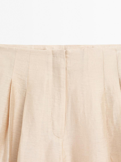 Massimo Dutti Брюки из струящейся смесовой шерсти с защипами, золотистый