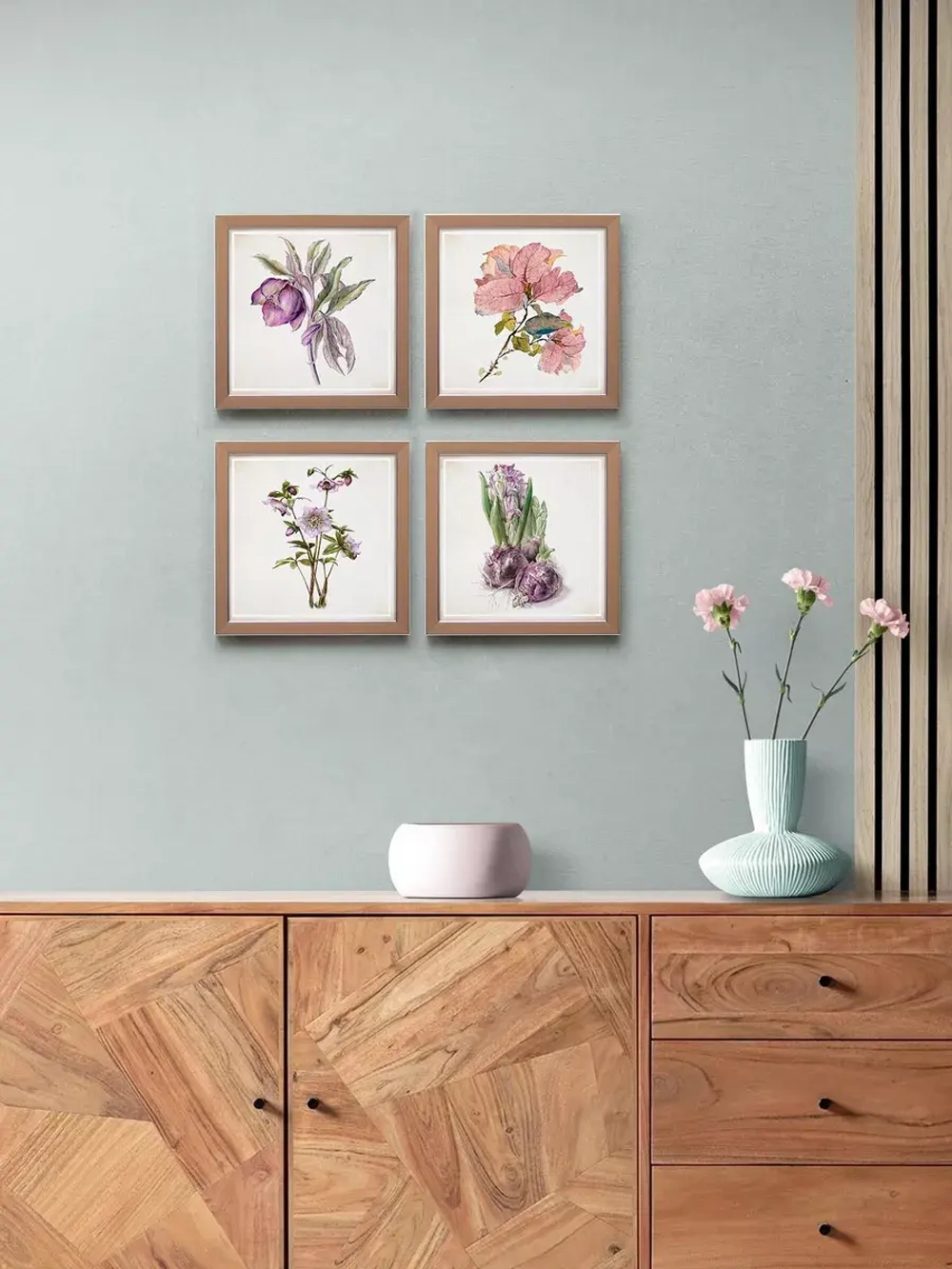 Картины на стену интерьерная на холсте 4 шт, 23*23 см