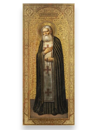 Серафим Саровский святой преподобный чудотворец. Деревянная икона на левкасе