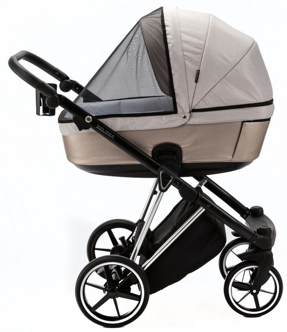 Детская коляска Adamex Belissa Special Edition 2 в 1 B-PS584 (СВ.БЕЖ С БЛЁСТ ХРОМ.РАМ)