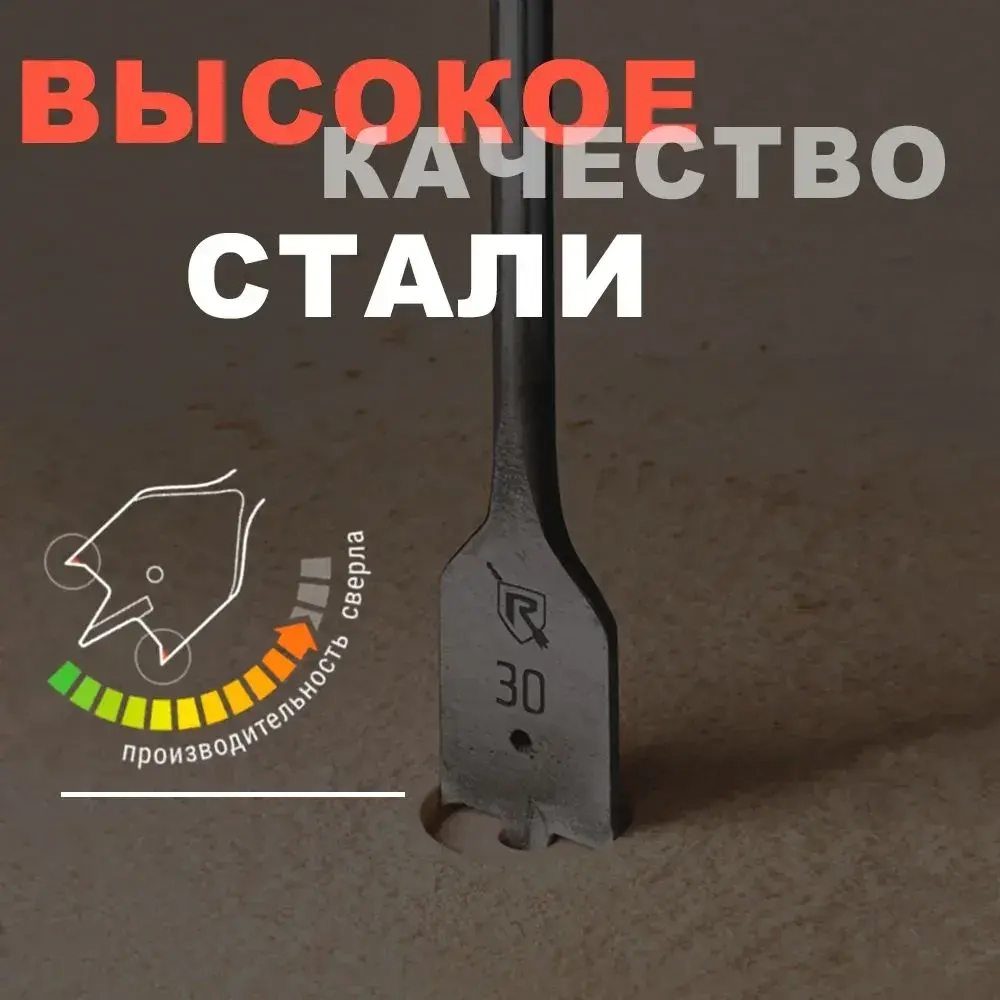 Набор перовых сверл по дереву 9 шт. RENNBOHR с удлинителем и ключом (14, 16, 18, 20, 22, 25, 30 мм)