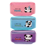 Пенал "Панда" текстиль с карманом 21*9*3,5см, 3 вида микс