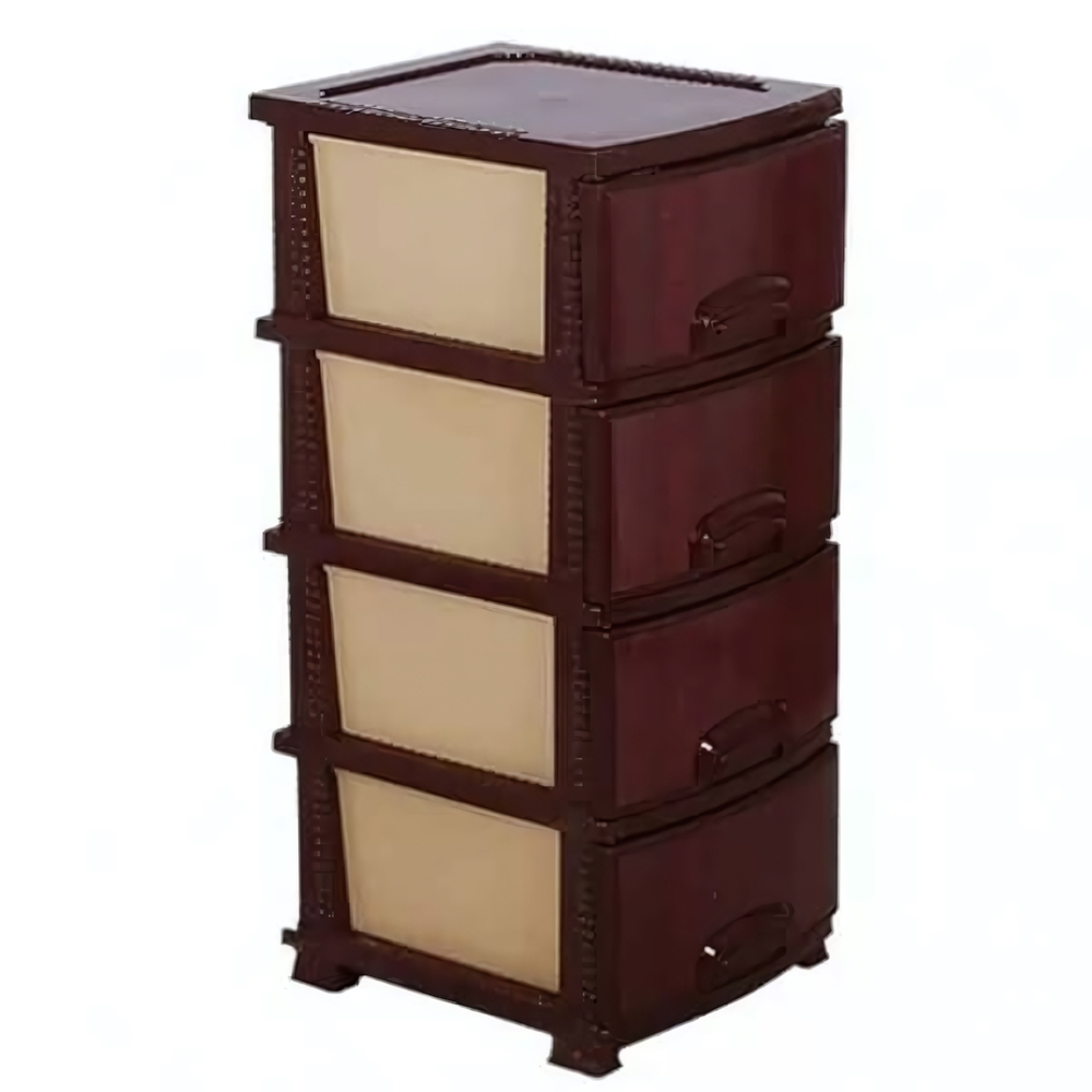 Комод "ДЕКОР"4-х "Красное дерево" темно-коричневый/беж РП-421