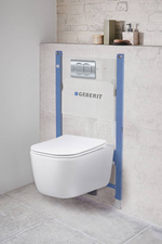 Инсталляция Geberit Duofix для подвесного унитаза, со смывным бачком Delta, смывная клавиша Delta01, хром глянец (458.149.21.1)