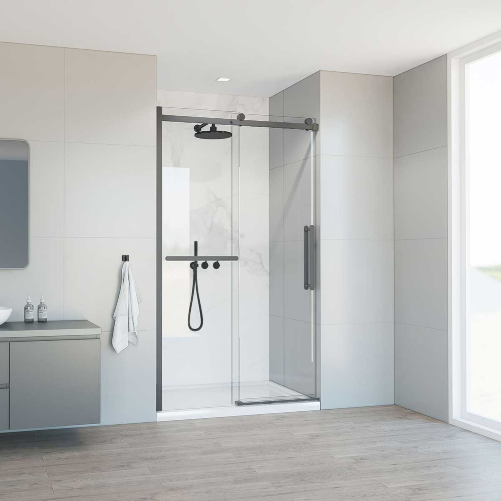 Душевая дверь Como Soft VDS-1CS120CLGM, 1200, вороненая сталь, стекло прозрачное