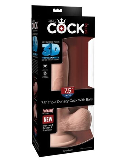 Фаллоимитатор на присоске Тройная плотность King Cock Plus 7.5 Triple Density Cock with Balls