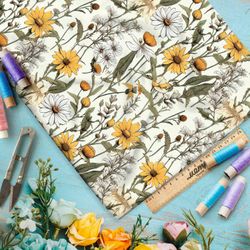 Ткань премиум сатин луговой гербарий