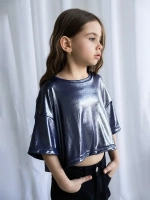 Футболка синяя праздничная для девочки