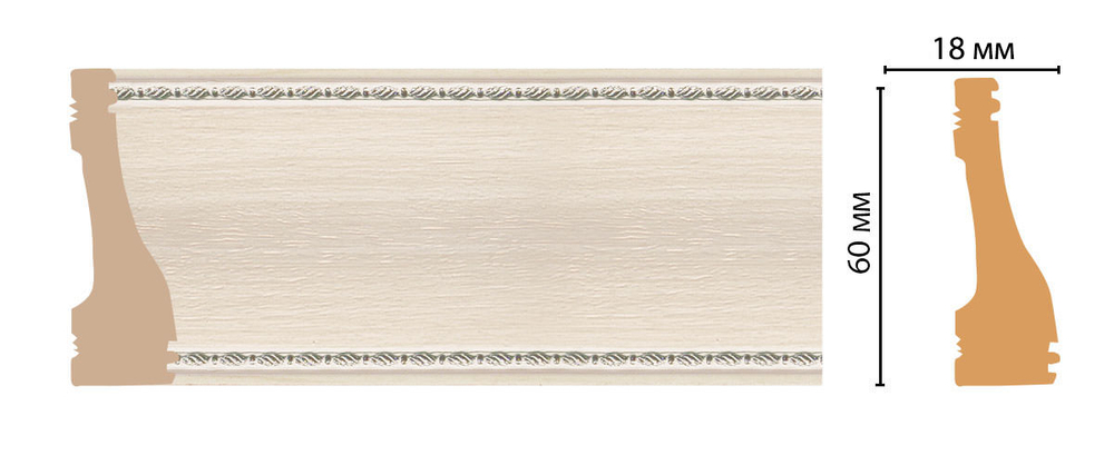 Плинтус напольный дюрополимер под дерево D192-14 60×18×2400 мм DecoMaster