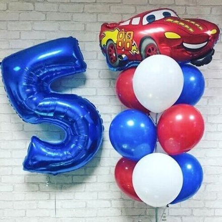 Композиция из шаров "Тачки" с цифрой