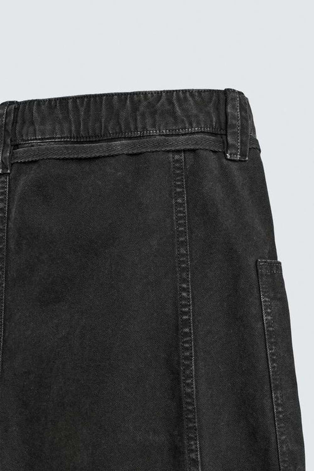 ZARA ШОРТЫ-БАГГИ С РЕМНЕМ, ЧЕРНЫЙ