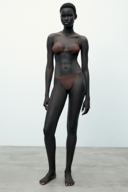 ZARA БРАЛЕТТ ИЗ ШЕЛКА С ФАКТУРНОЙ ОТДЕЛКОЙ, КОРИЧНЕВЫЙ