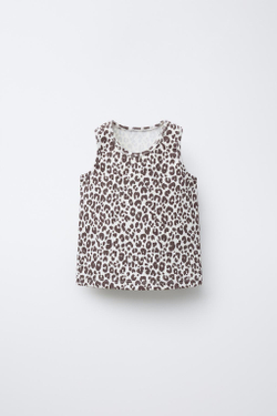 ZARA МАЙКА В РУБЧИК С ПРИНТОМ, ЭКРЮ