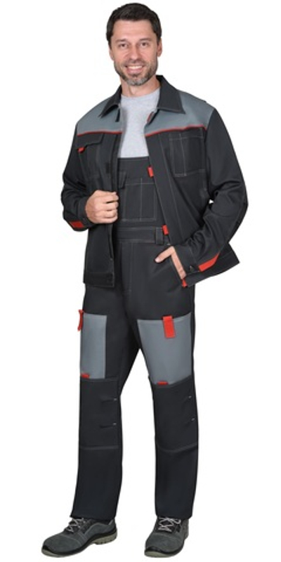Костюм куртка, п/к темно-серый со светло-серым и красным (МИНПРОМТОРГ)