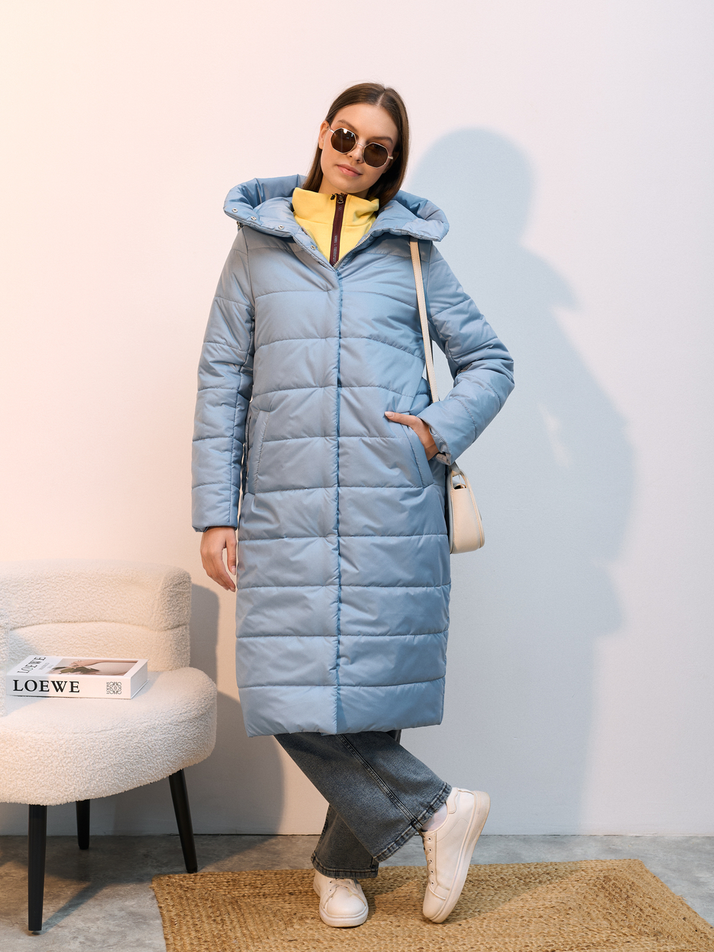 Пальто  демисезонное "Анель" голубой