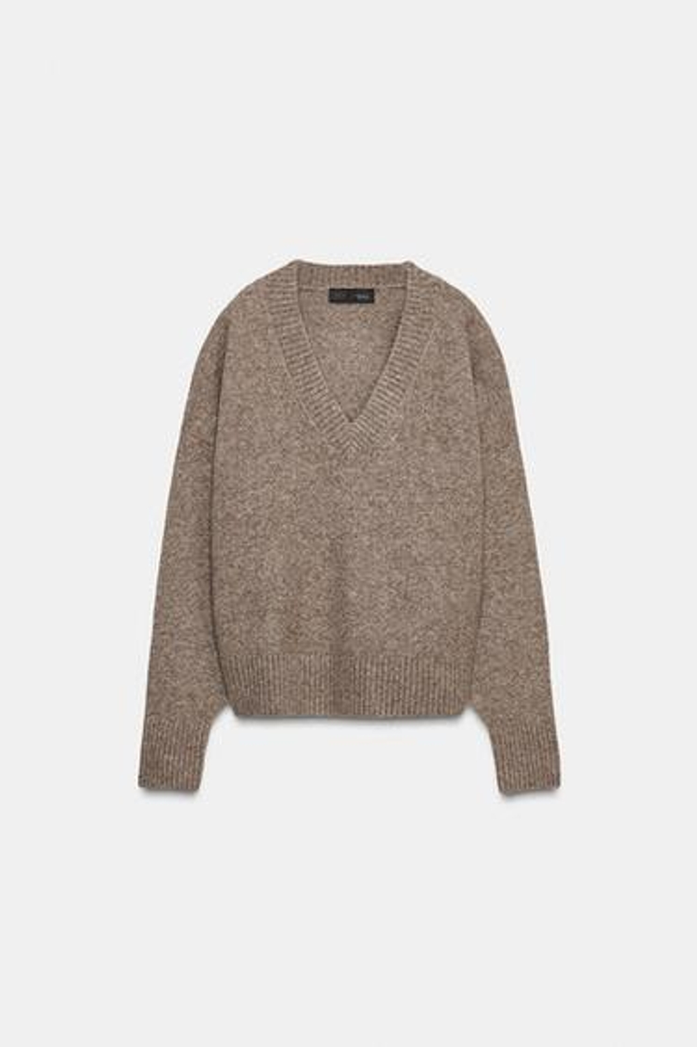 V-образный воротник, мягкий трикотажный свитер - ZARA