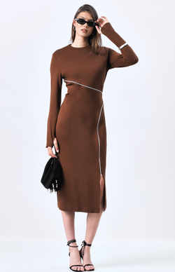 Платье трикотажное с молниями 1222 корица