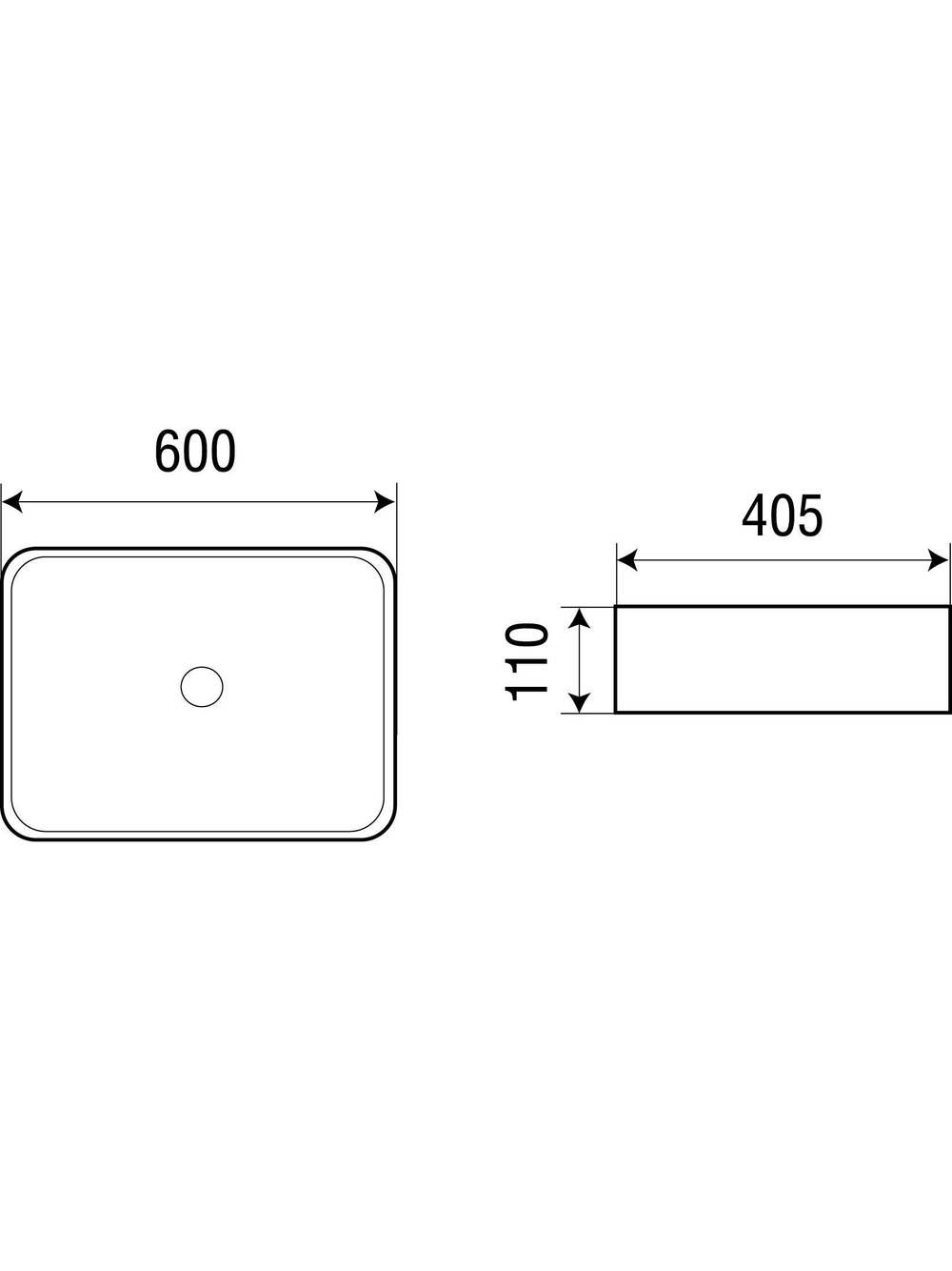 Раковина подвесная WeltWasser WW ELBACH 2174 600х405х110