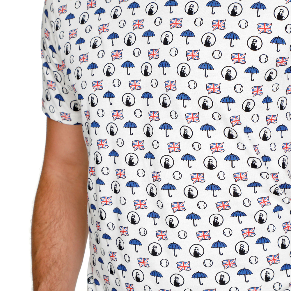 Мужское теннисное поло Quiet Please London Statement T-Shirt Men - White, Multicoloured