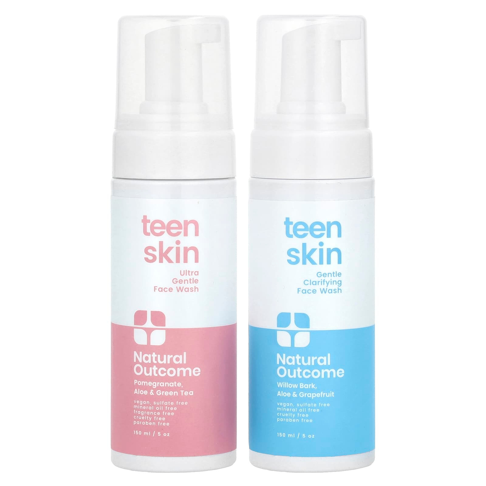 Natural Outcome, TeenSkin, дуэт для умывания, очищающий гель для душа, 1 набор, 150 мл (5 унций)