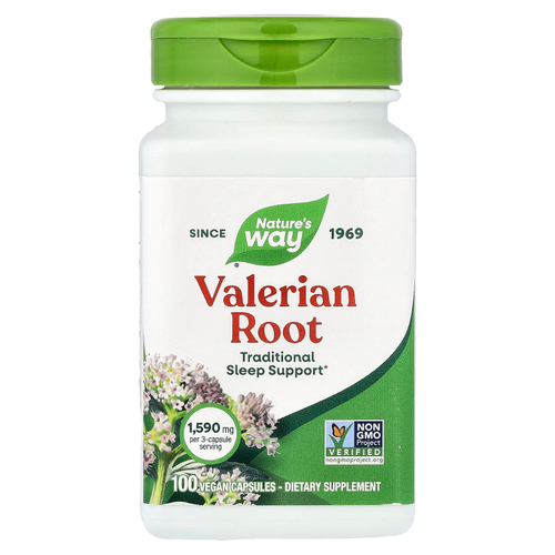 Nature's Way, корень валерианы, 100 веганских капсул (530 мг в 1 капсуле)