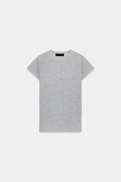 ZARA ТОП ИЗ УЛЬТРАТОНКОГО ТРИКОТАЖА, СЕРЫЙ МЕЛАНЖ