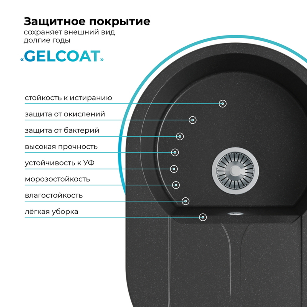 Мойка POLYGRAN ATOL-760 черный №16