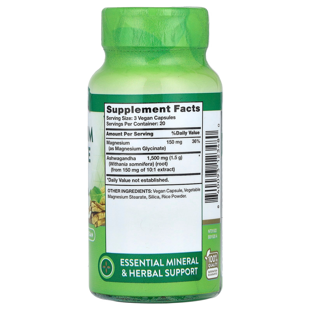 Nature's Truth, глицинат магния с ашвагандой, 60 капсул