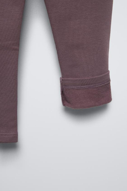 ZARA НАБОР ИЗ ДВУХ ОДНОТОННЫХ ЛЕГИНСОВ, ТЕМНО-БАКЛАЖАНОВЫЙ