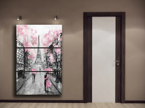 Модульная картина "Вид на Париж и Эйфелеву Башню"