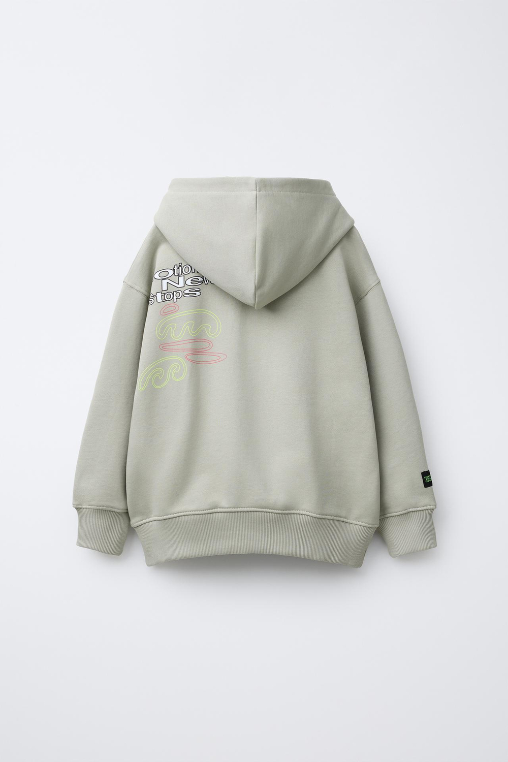 ZARA ХУДИ С ПРИНТОМ «СЕРФИНГ», СВЕТЛЫЙ ХАКИ