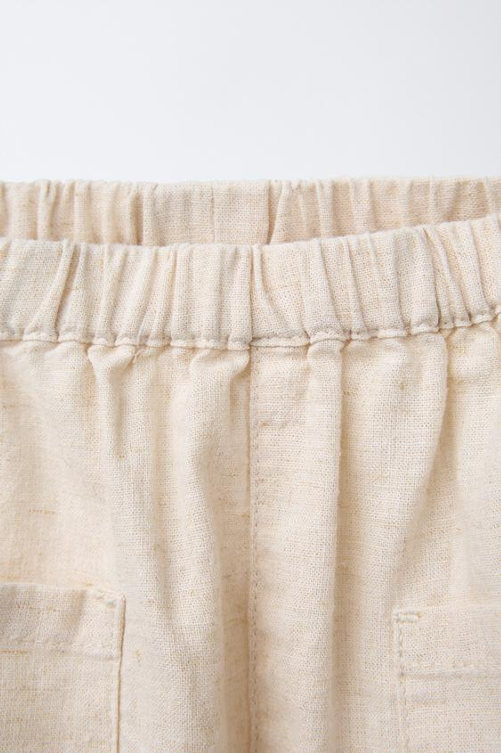 ZARA ДЖОГГЕРЫ ИЗ СМЕСОВОГО ЛЬНА, СВЕТЛО-БЕЖЕВЫЙ