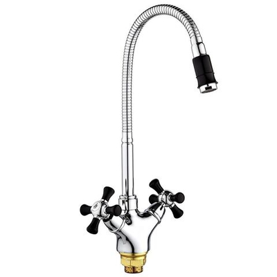 Смеситель для кухни, РМС, гибк излив, с кран-буксой, чер, SL92BL-279F