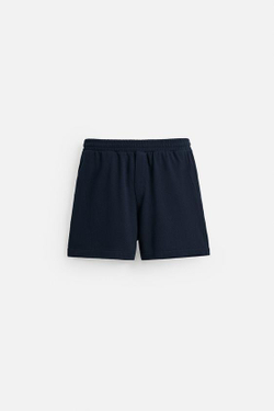 ZARA ШОРТЫ-БЕРМУДЫ RELAXED FIT ИЗ РЕЛЬЕФНОЙ ТКАНИ, МОРСКОЙ СИНИЙ