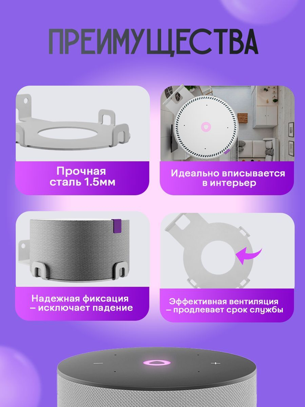 Держатель кронштейн для Яндекс Станции Мини, Мини Про