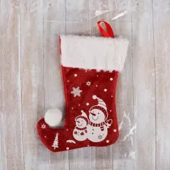 Носок для подарков Волшебство Снеговики 18х25 см., бело-красный, Зимнее Волшебство (2389005)