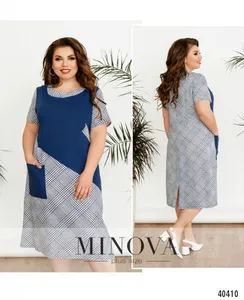 Платье 435-джинсовая-клетка Minova