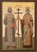 Икона "Константин и Елена Равноапостольные" 6х9 на МДФ-6