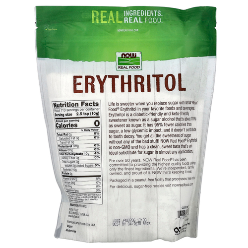 NOW Foods, Real Food, эритритол, 1134 г (2,5 фунта)